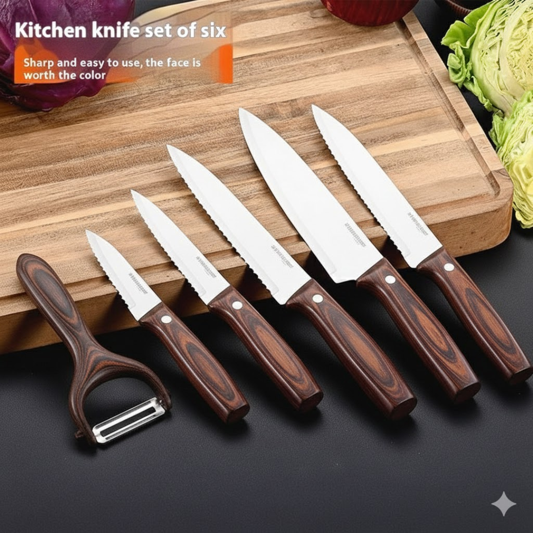 HIGH QUALITY 6 PCS KNIFE - WOODEN_2