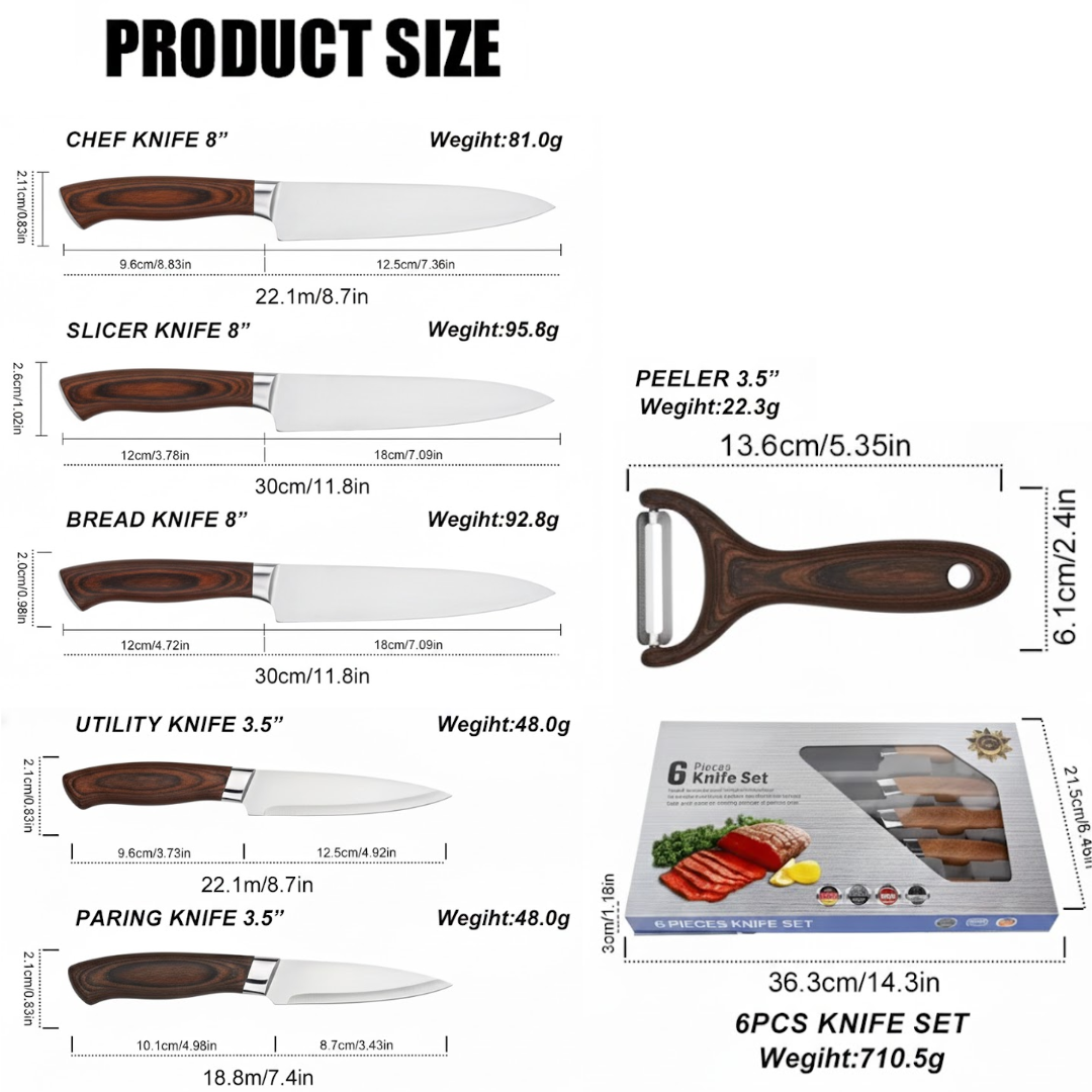 HIGH QUALITY 6 PCS KNIFE - WOODEN_7