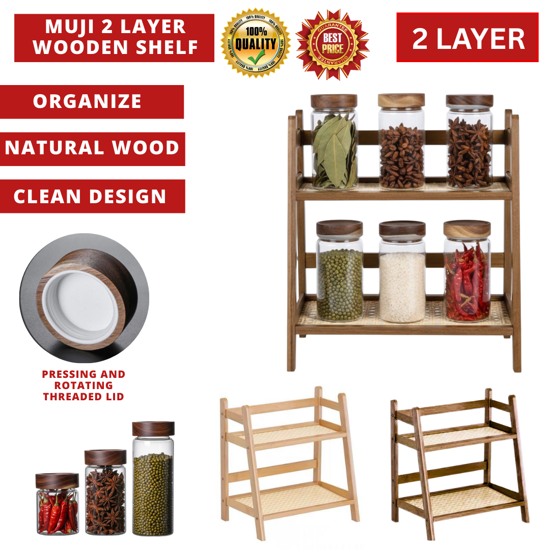 MUJI 2 LAYER WOODEN SHELF