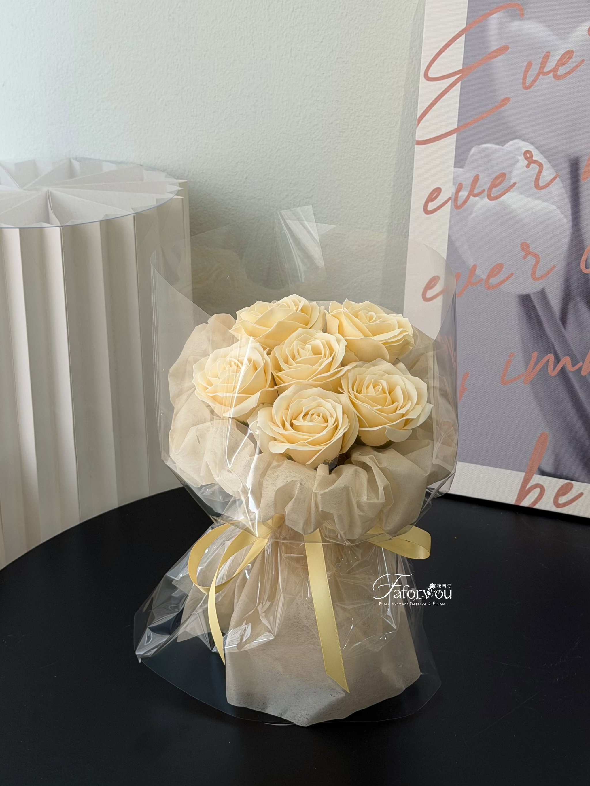 6 Stalk Soap Rose Transparent Bouquet  _2