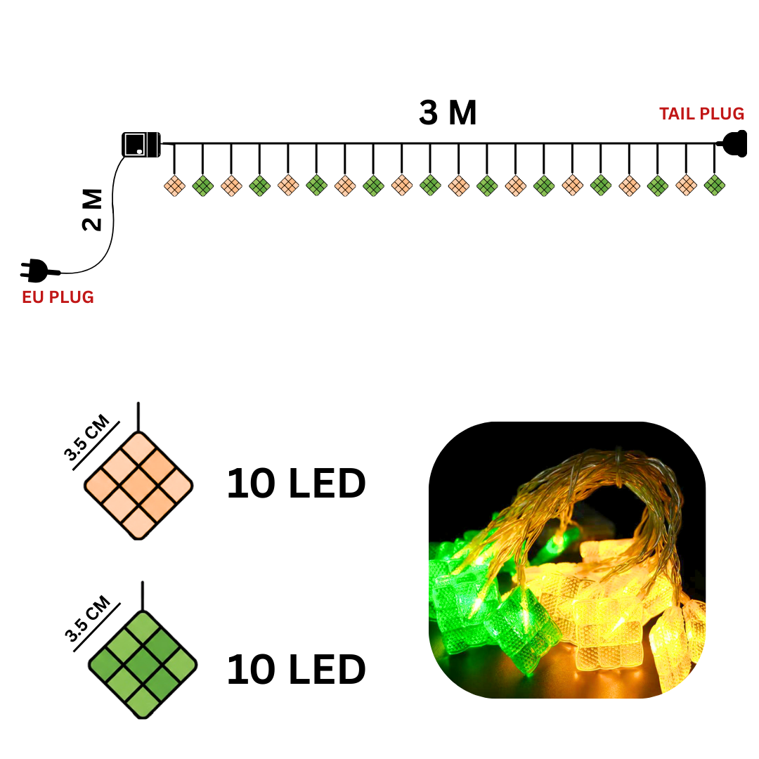 LED LIGHT LAMPU RAYA - 5M KETUPAT _5