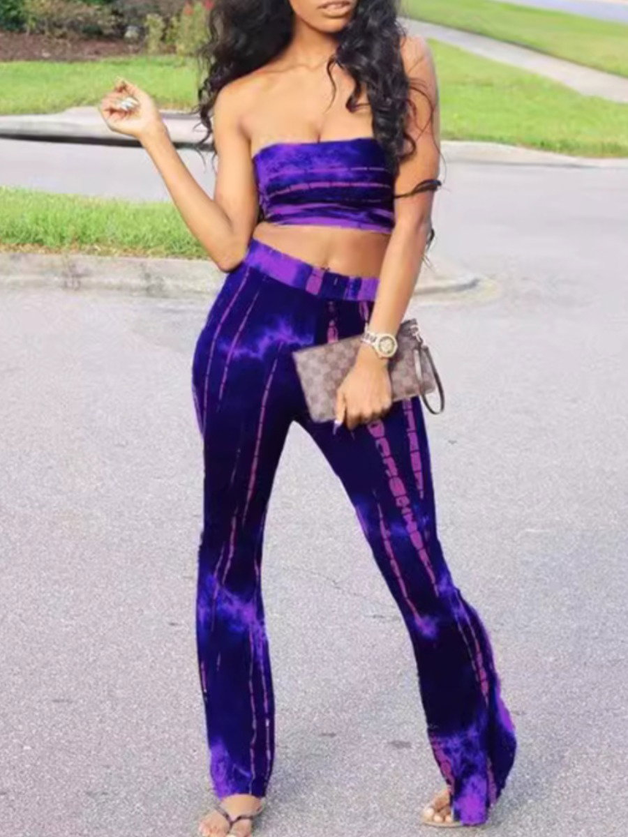 Strapless Sleeveless Two-piece Pants Set_0