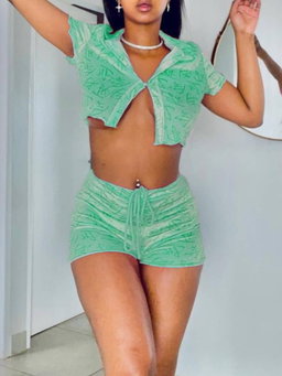 Short Sleeve Two-piece Shorts Set