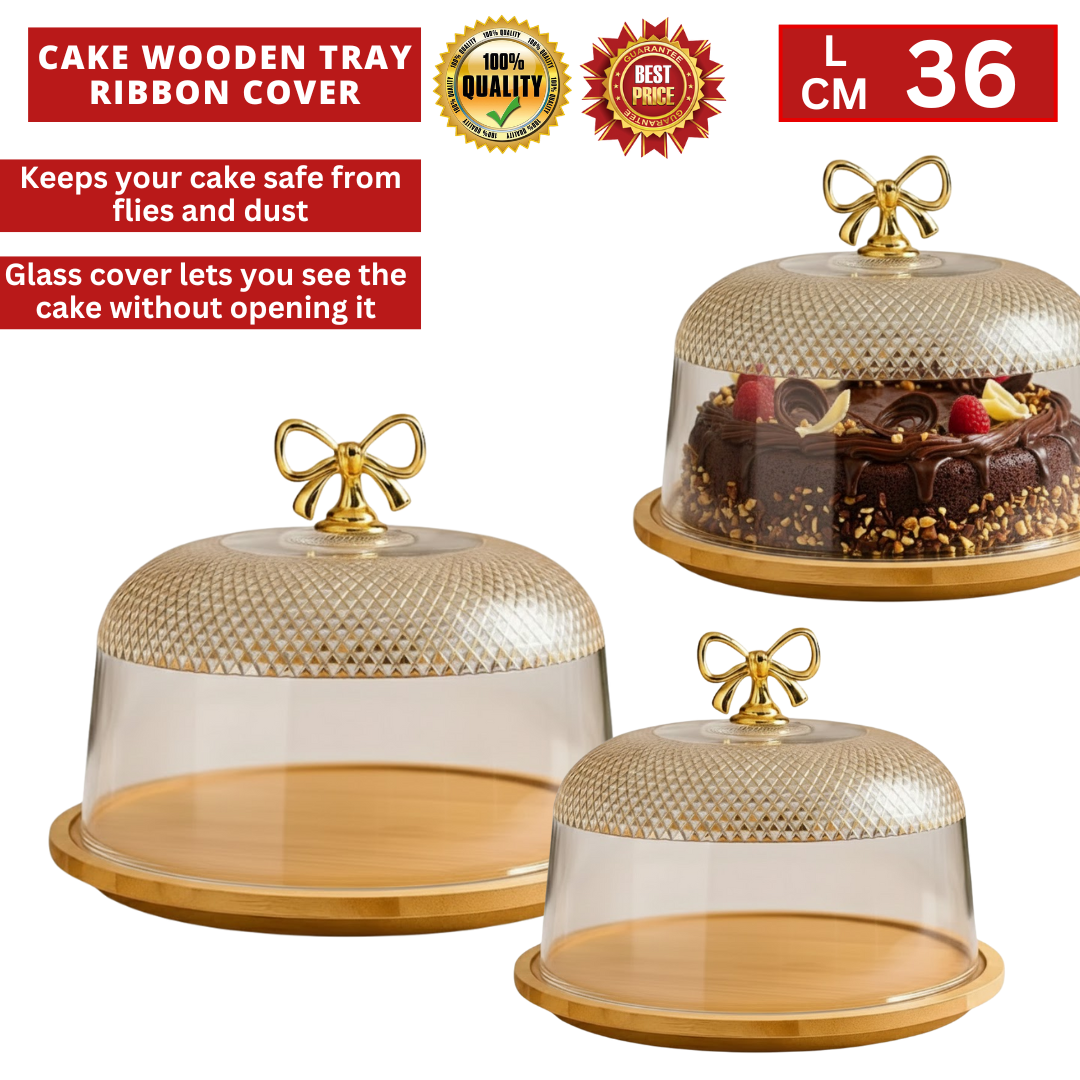 CAKE WOODEN TRAY RIBBON COVER
