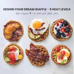 Porodo Vertical Waffle Maker 800W, 210ml Capacity, 5 Heat Level, Batter Tray, Nonstick Plate, 3Min Waffle Making, Vertical Pouring, Compact Smart Design, Even Heat Distribution, UK 3-Pin Plug - Black