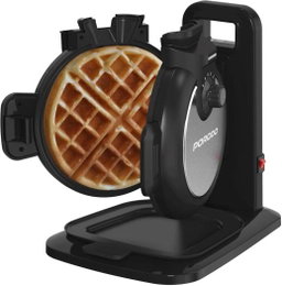 Porodo Vertical Waffle Maker 800W, 210ml Capacity, 5 Heat Level, Batter Tray, Nonstick Plate, 3Min Waffle Making, Vertical Pouring, Compact Smart Design, Even Heat Distribution, UK 3-Pin Plug - Black