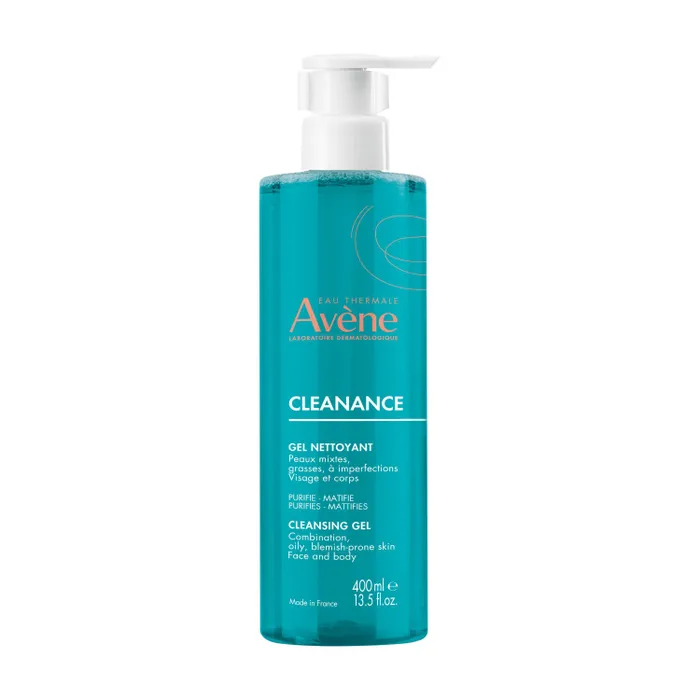 Avène Cleanance - Gel Nettoyant Purifiant - Visage et Dos - Peaux Grasses à Imperfections, 400ml