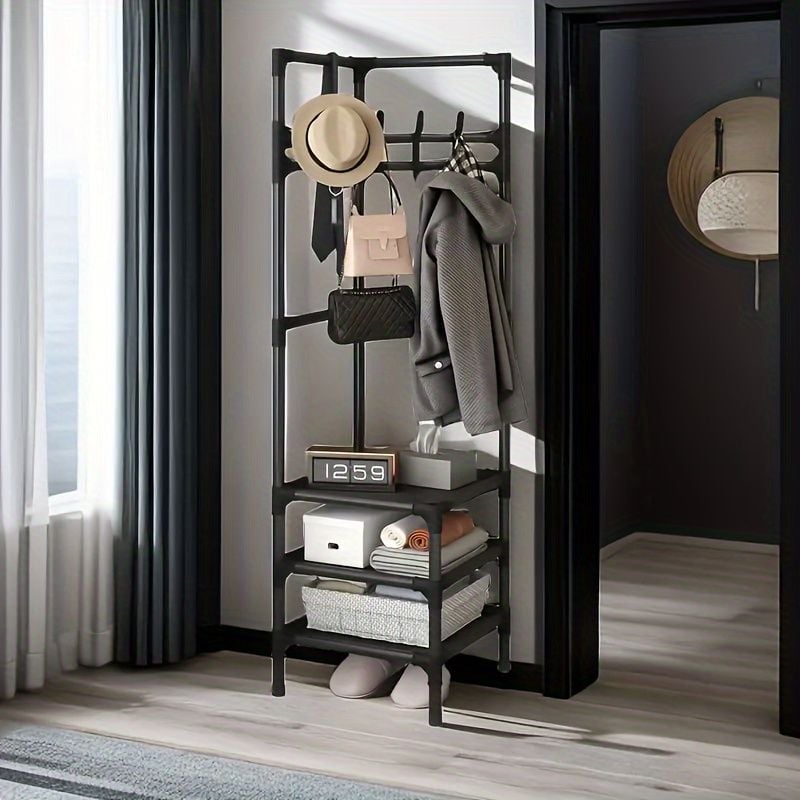 Freestanding metal coat rack organizer_0