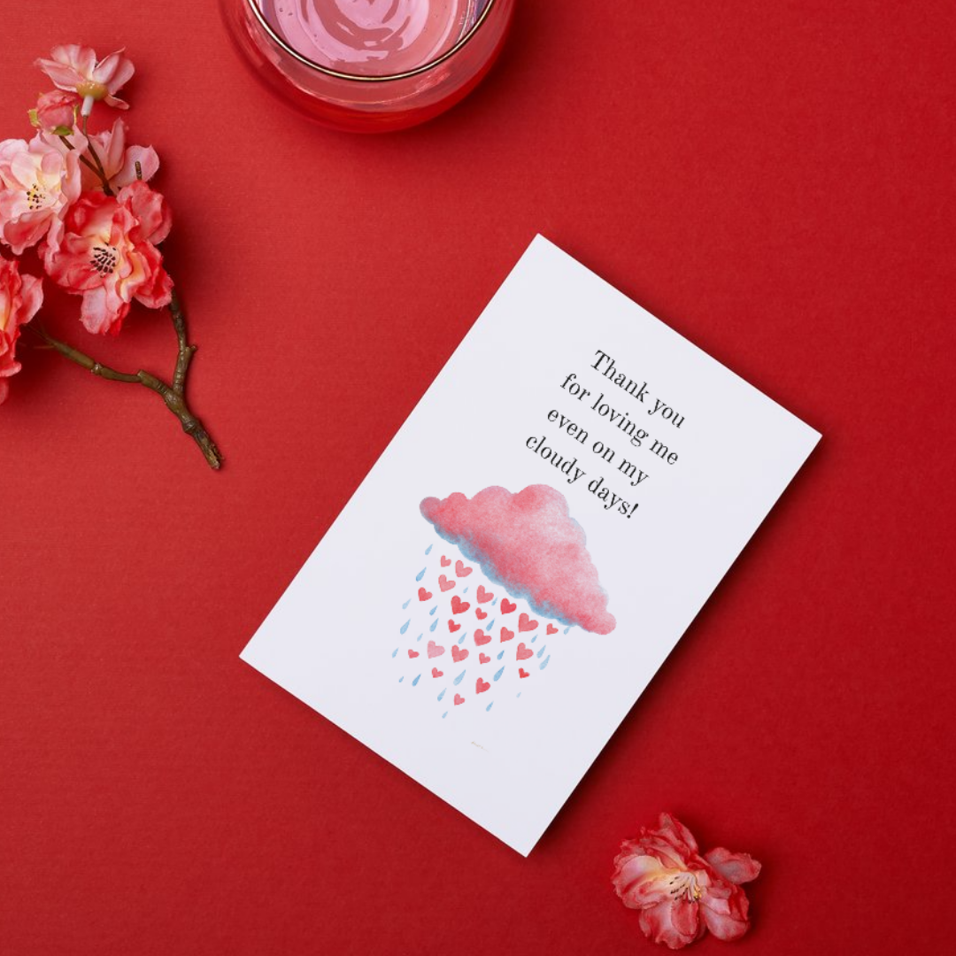 Thank you for loving me on cloudy days card