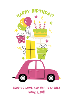 Cute Car Birthday Card