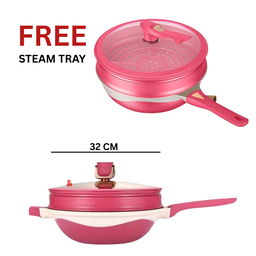 32CM 2LAYER  PRO NONSTICK WOK - BROWN