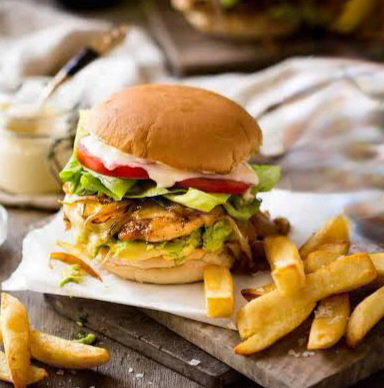Chicken, Chilli, Cheese Burger
