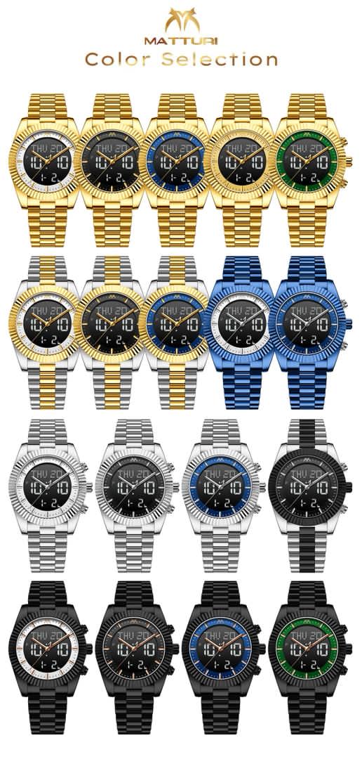 JWLE_0057 Matturi dual time (digital and analog) waterproof stainless steel body original backlus watch_4