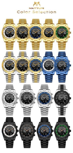 JWLE_0057 Matturi dual time (digital and analog) waterproof stainless steel body original backlus watch