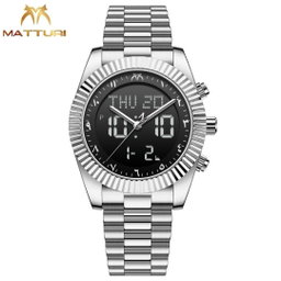 JWLE_0057 Matturi dual time (digital and analog) waterproof stainless steel body original backlus watch