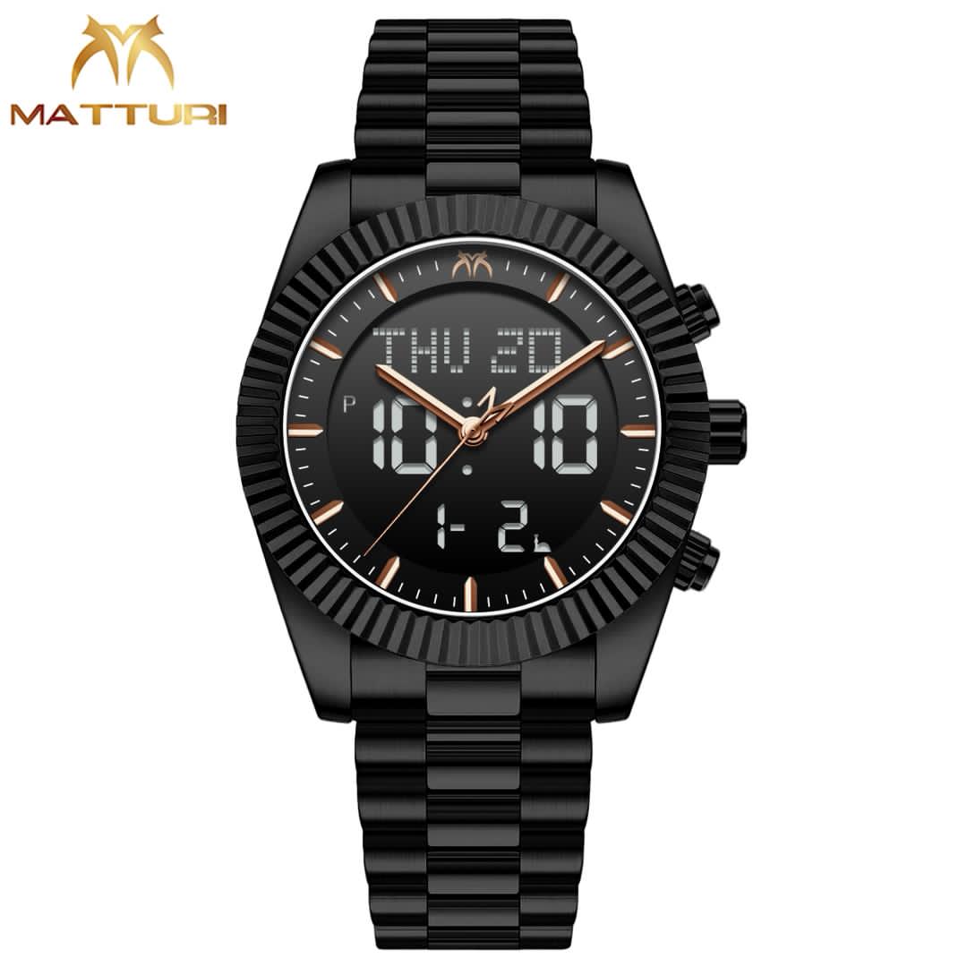 JWLE_0057 Matturi dual time (digital and analog) waterproof stainless steel body original backlus watch