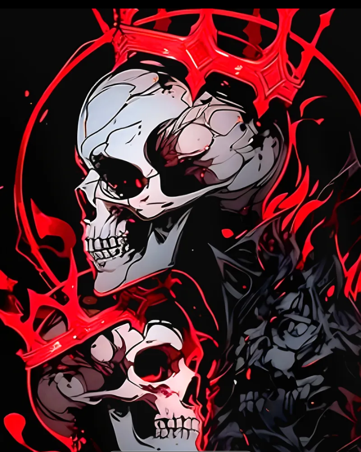Men's Gothic Punk Skull 3D All-Over Print Sweater Hoodie - Black & Red_0