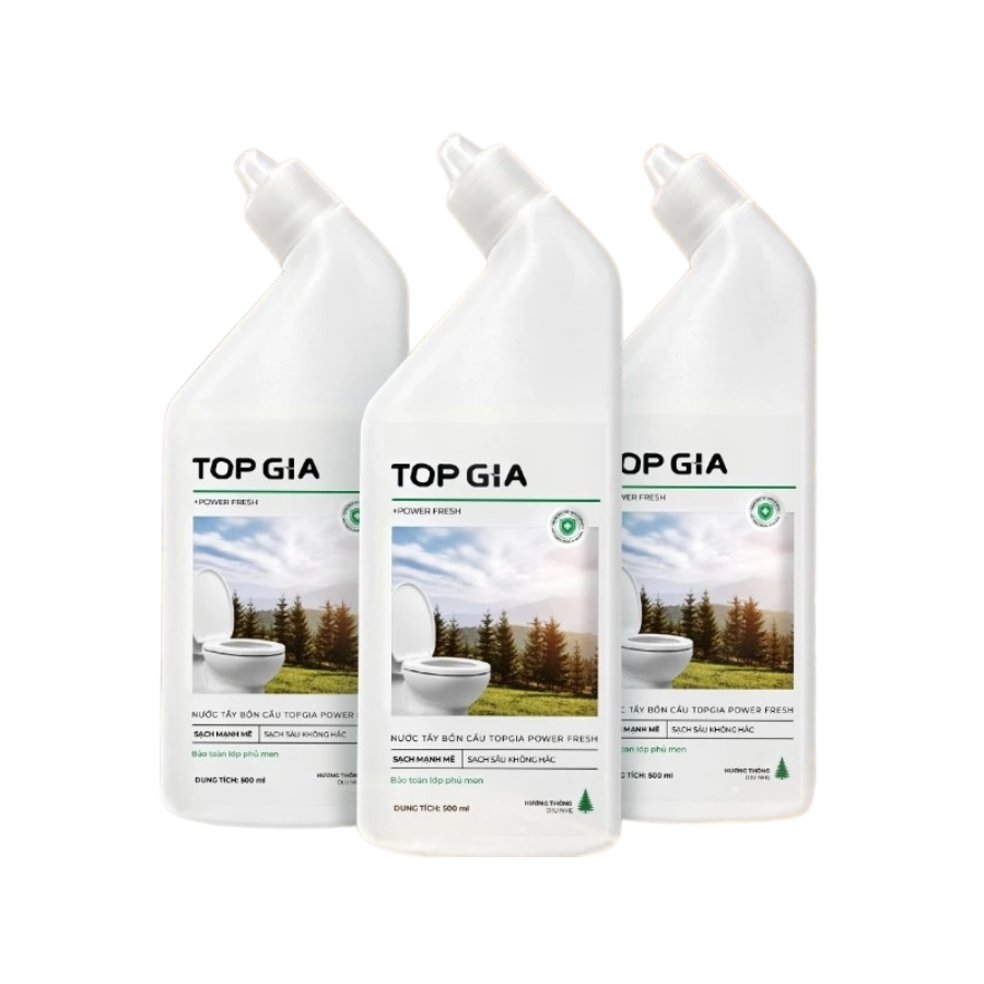 ទឹកលាងបង្គន់មាក TOP GIA ក្លិនឈើស្រល់ ចំណុះ 500 មល 1កេស ( 4 ដប)