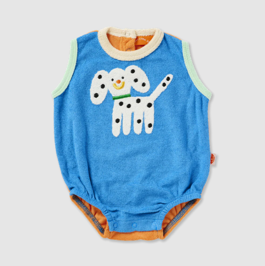 Terry Applique Singlet Suit (Puppy Park)_0