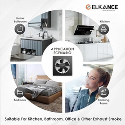 ELKANCE Axial Turbo 200mm (8 Inches) Exhaust Fan | 25W, 2000 RPM | Ideal for Bathroom, Kitchen & Office | Rust-Proof ABS PP Plastic Body, Easy-Clean