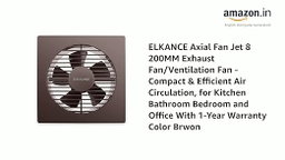 ELKANCE Axial Turbo 200mm (8 Inches) Exhaust Fan | 25W, 2000 RPM | Ideal for Bathroom, Kitchen & Office | Rust-Proof ABS PP Plastic Body, Easy-Clean