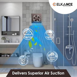 ELKANCE Axial Turbo 200mm (8 Inches) Exhaust Fan | 25W, 2000 RPM | Ideal for Bathroom, Kitchen & Office | Rust-Proof ABS PP Plastic Body, Easy-Clean