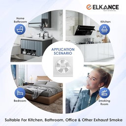 ELKANCE Axial Turbo 200mm (8 Inches) Exhaust Fan | 25W, 2000 RPM | Ideal for Bathroom, Kitchen & Office | Rust-Proof ABS PP Plastic Body, Easy-Clean