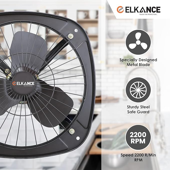 ELKANCE Fresco 150mm Fresh Air (6 Inches) Exhaust Fan | 55 W, 2600 RPM | Powerful & Silent Ventilation for Kitchen, Bathroom & Office (Matt Brown)_2
