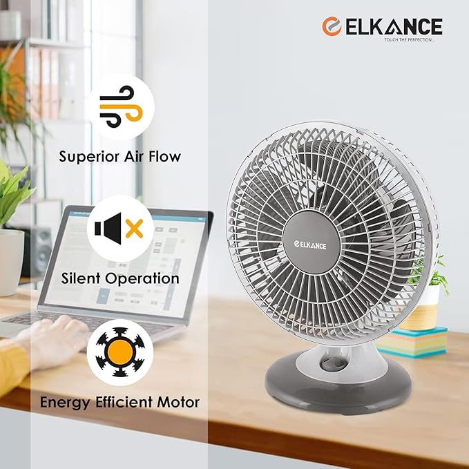 ELKANCE High-Speed Swift 230mm (9 Inches) Table Fan | 60 W, 2400 RPM | Powerful Airflow, Durable Design | Ideal for Office, Home & Shop_4