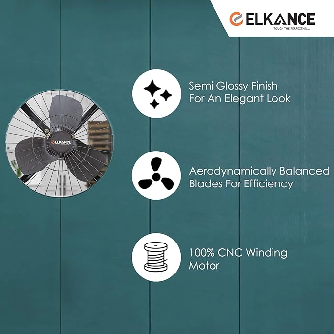 ELKANCE Fresco 150mm Fresh Air (6 Inches) Exhaust Fan | 55 W, 2600 RPM | Powerful & Silent Ventilation for Kitchen, Bathroom & Office (Matt Brown)_4