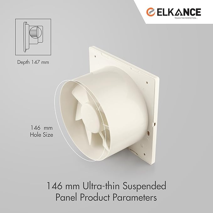 ELKANCE Jet Axial Exhaust Fan 150mm (6 Inches) With BLDC Motor | 7W, 2400 RPM | Ideal for Bathroom, Kitchen & Office | Rust-Proof ABS PP Plastic Body, Easy-Clean_11