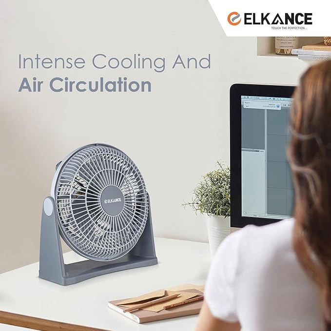 ELKANCE Liva 300mm (12 Inches) Desk Fan | 75 W, 2200 RPM | Personal Cooling Fan with Strong Airflow & Up/Down Rotation | Ideal for Bedroom, Home & Office_4