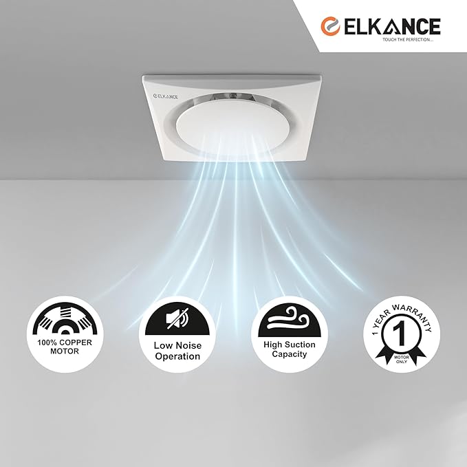 ELKANCE Swirl Ceiling Ventilation Fan | 45W, 2000 RPM | Ideal for False Ceiling, Bathroom, Kitchen, Pooja rooms | ABS PP Plastic Body_9