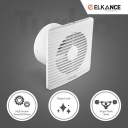 ELKANCE Turbo Axial 150mm (6 Inches) Exhaust Fan With Mosquito Mesh | BLDC Motor |7W, 2400 RPM | Ideal for Bathroom, Kitchen & Office | ABS PP Plastic Body, Easy-Clean