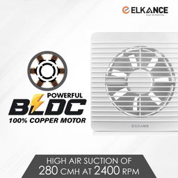 ELKANCE Turbo Axial 150mm (6 Inches) Exhaust Fan With Mosquito Mesh | BLDC Motor |7W, 2400 RPM | Ideal for Bathroom, Kitchen & Office | ABS PP Plastic Body, Easy-Clean