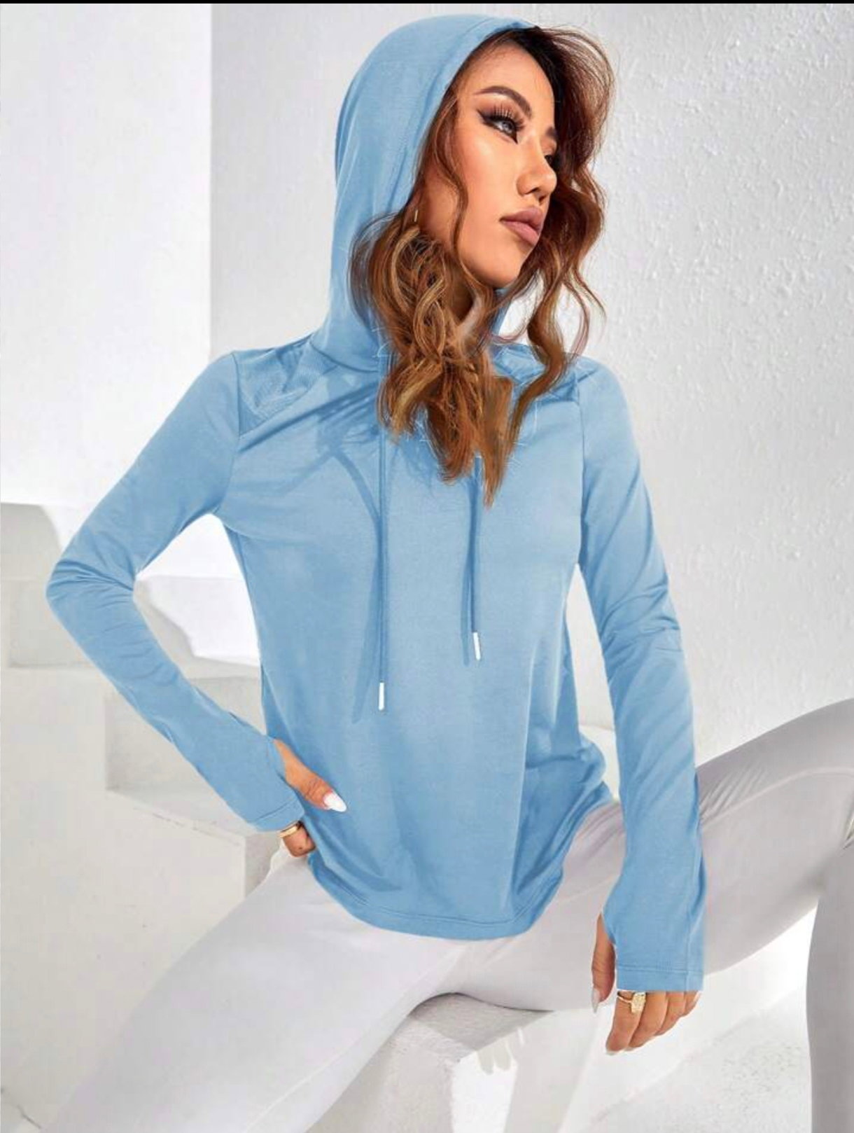 Women Reg Dri-Fit Hoodies (BLUE)_3