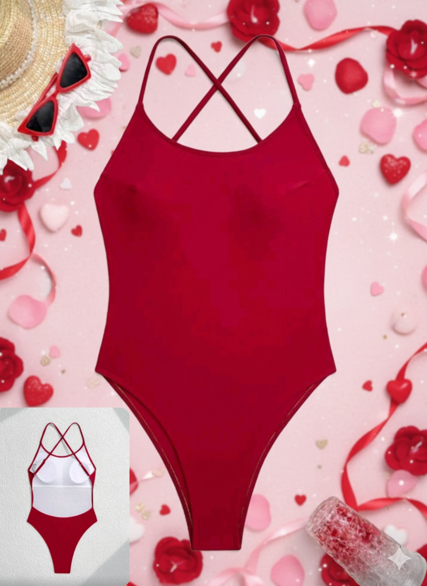 RED ONE PIECE SWIMSUIT