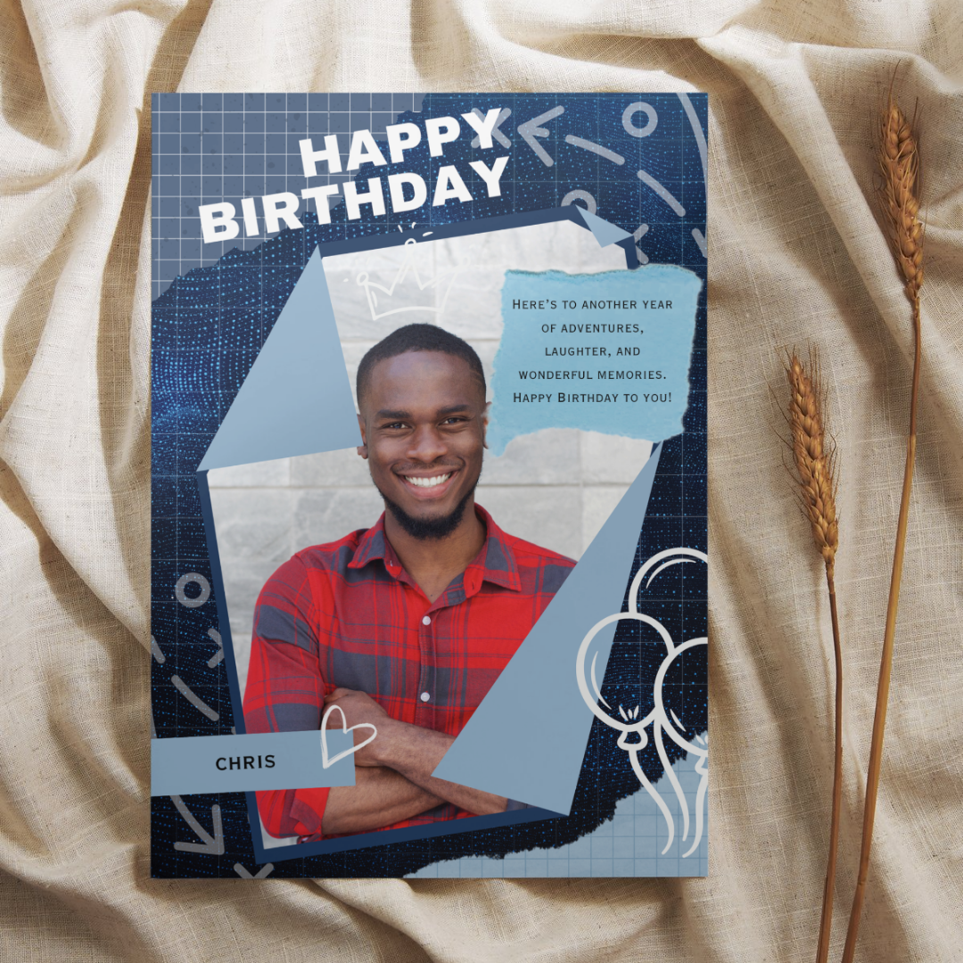 Blue Photo Birthday Card_0