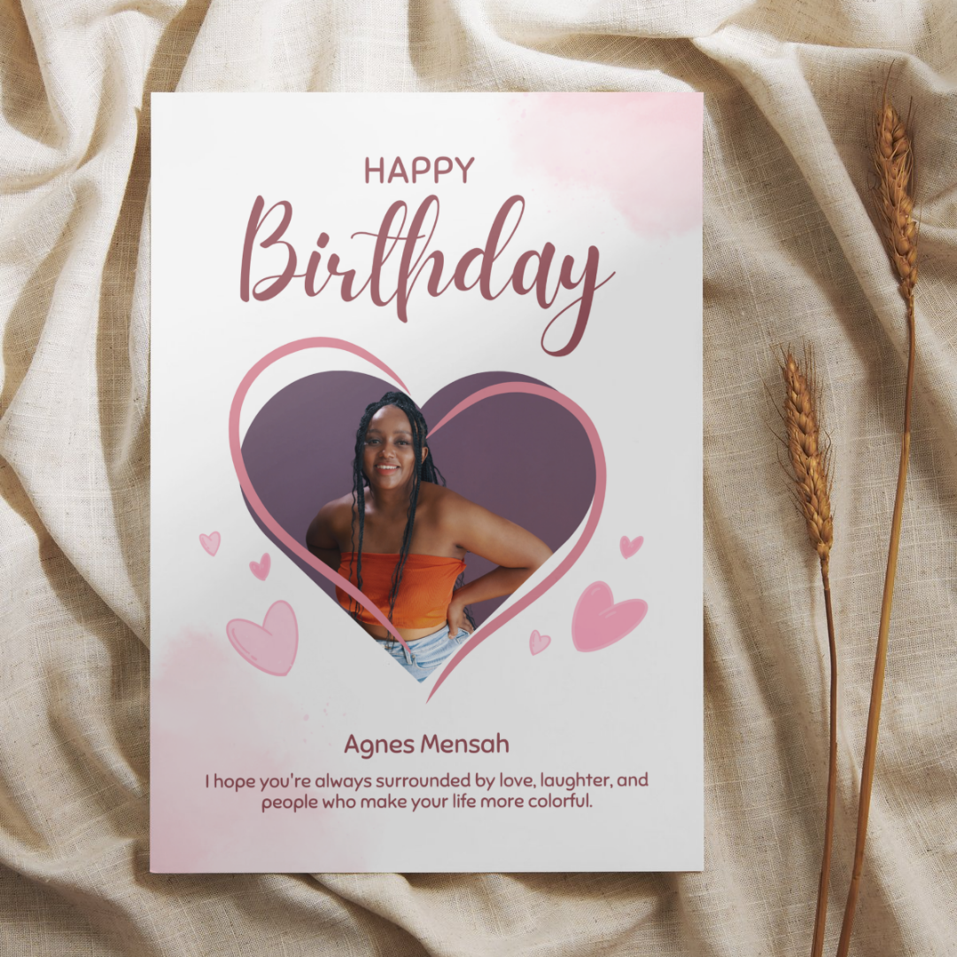 Pink Heart Photo Birthday Card_0
