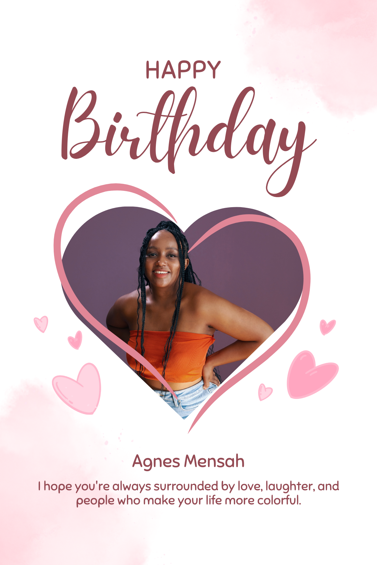 Pink Heart Photo Birthday Card_1