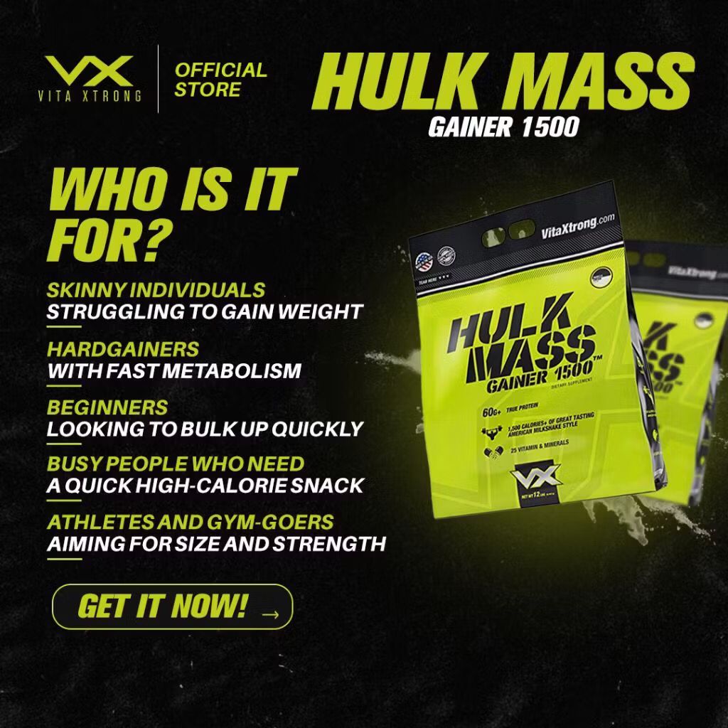 [EXP: 03/03/2026] VitaXtrong Hulk Mass Gainer 1500 – (12lbs / 5.4kg) Clearance Sale [VX]_3