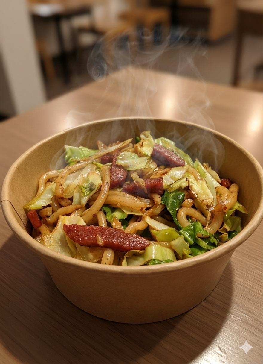 Stir-fry Udon w/ Luncheon Meat