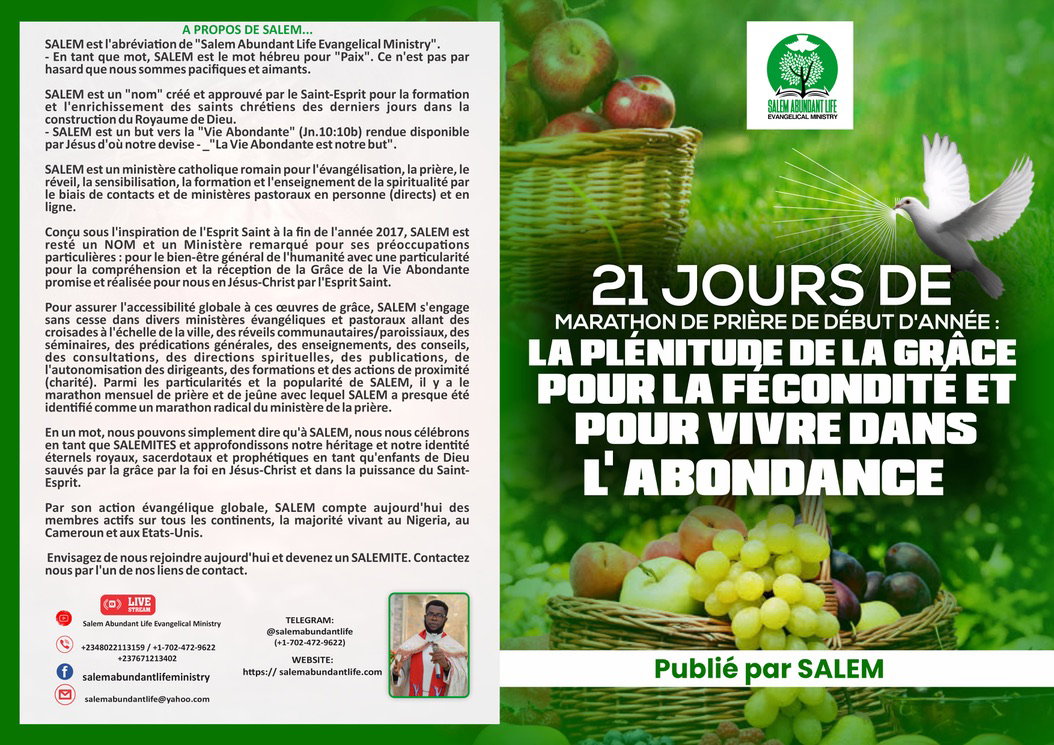 LIVRE DE PRIERE ET DE JEÛNE DES 21 JOURS POUR LE DEBUT D'ANNEE