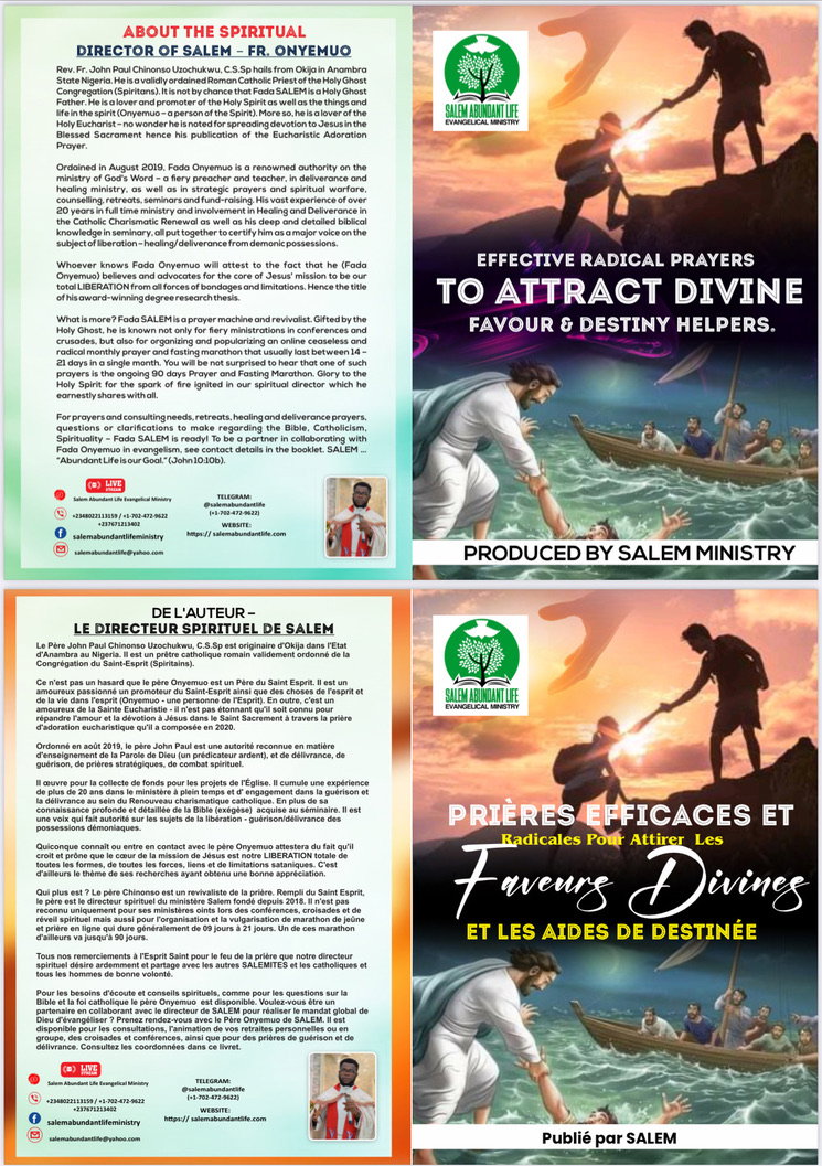 LIVRE DE PRIERE POUR LES AIDES A LA DESTINEE (FAVEUR DIVINE)
