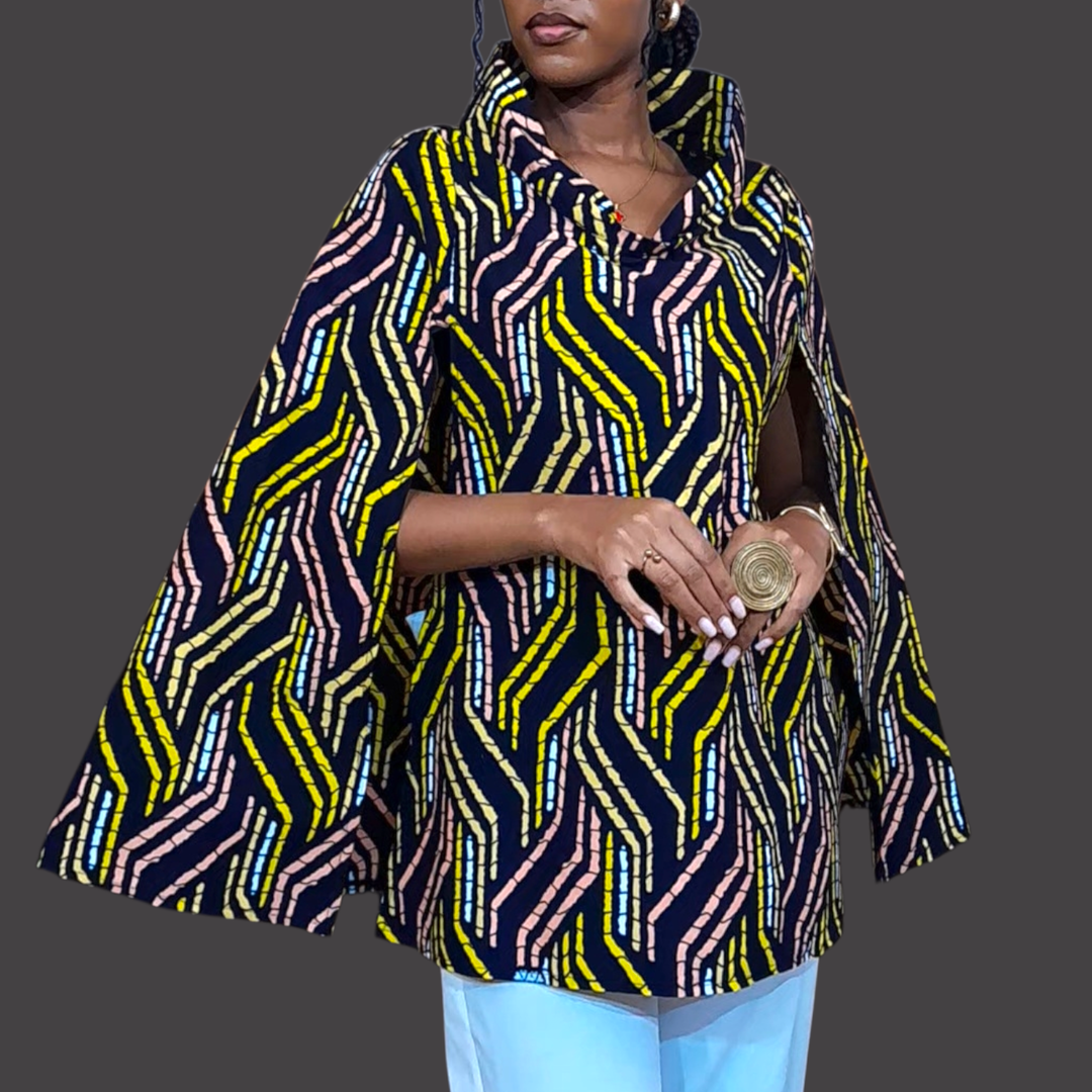 Mwanzo Cape (Lite) - Navy blue / Chatreuse