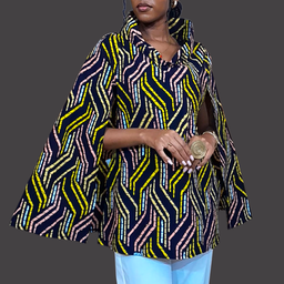 Mwanzo Cape (Lite)  - Navy blue / Chatreuse