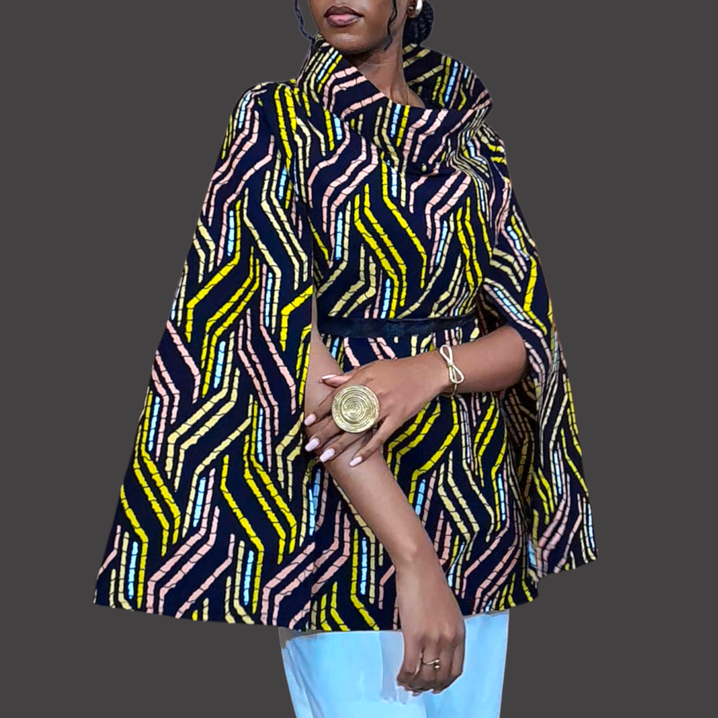Mwanzo Cape (Lite)  - Navy blue / Chatreuse_1