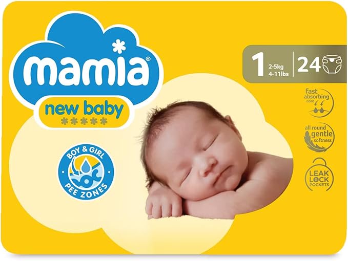 Mamia Baby Nappies Size 1 – 24 Nappies (Newborn)