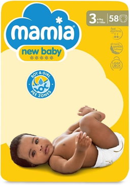 Mamia Baby Nappies Size 3 – 58 Nappies