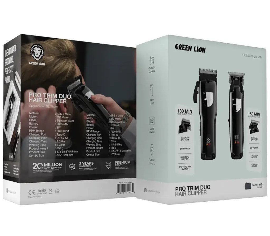 Green Lion Pro Trim Duo Hair Clipper - Black_3